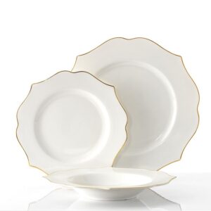 סט אוכל 18 חלקים NEW BON CHINA לבן פס זהב YASMIN GOLD