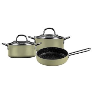 סט 5 חלקים - סיר 14 ס"מ, סיר 16 ס"מ, מחבת 16 ס"מ EVERYDAY+ MINI מנטה