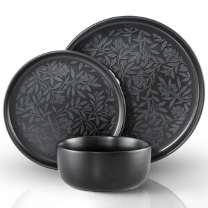 סט 18 חלקים קרמיקה FLOWER FIELD שחור