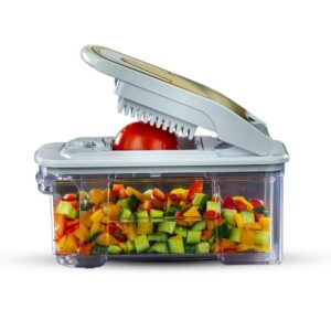 קוצץ ירקות ופירות CUBE MASTER PRO הכולל 2 להבים ומגירה לבן/זהב