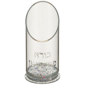 מעמד לבקבוק יין מאקריליק עם אותיות בולטות נצנץ כסף 20 ס"מ