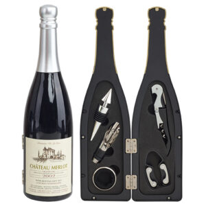 מארז אביזרים 5 חלקים ליין בקופסא מעוצבת בצורת בקבוק שמפניה