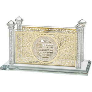 מפיון קריסטל מהודר עם פלקטה חיתוך לייזר "עיטור" 8X17 ס"מ