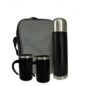 סט תרמוס +2 כוסות שחור 750 מ"ל