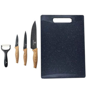 סט 4 סכיני מטבח + קרש חיתוך