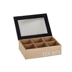 קופסא לתה 6 תאים מכסה שחור