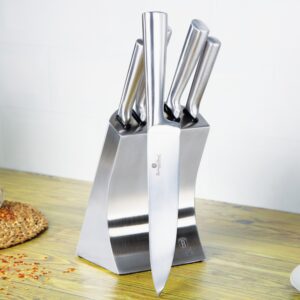 סט 5 סכינים +מעמד נירוסטה 6 חלקים